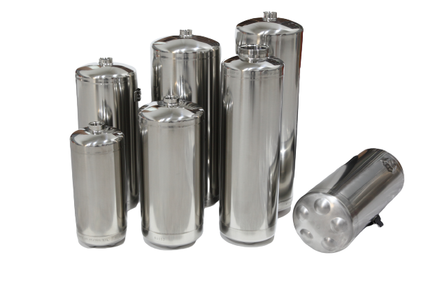 Stainless steel cylinder with foot base