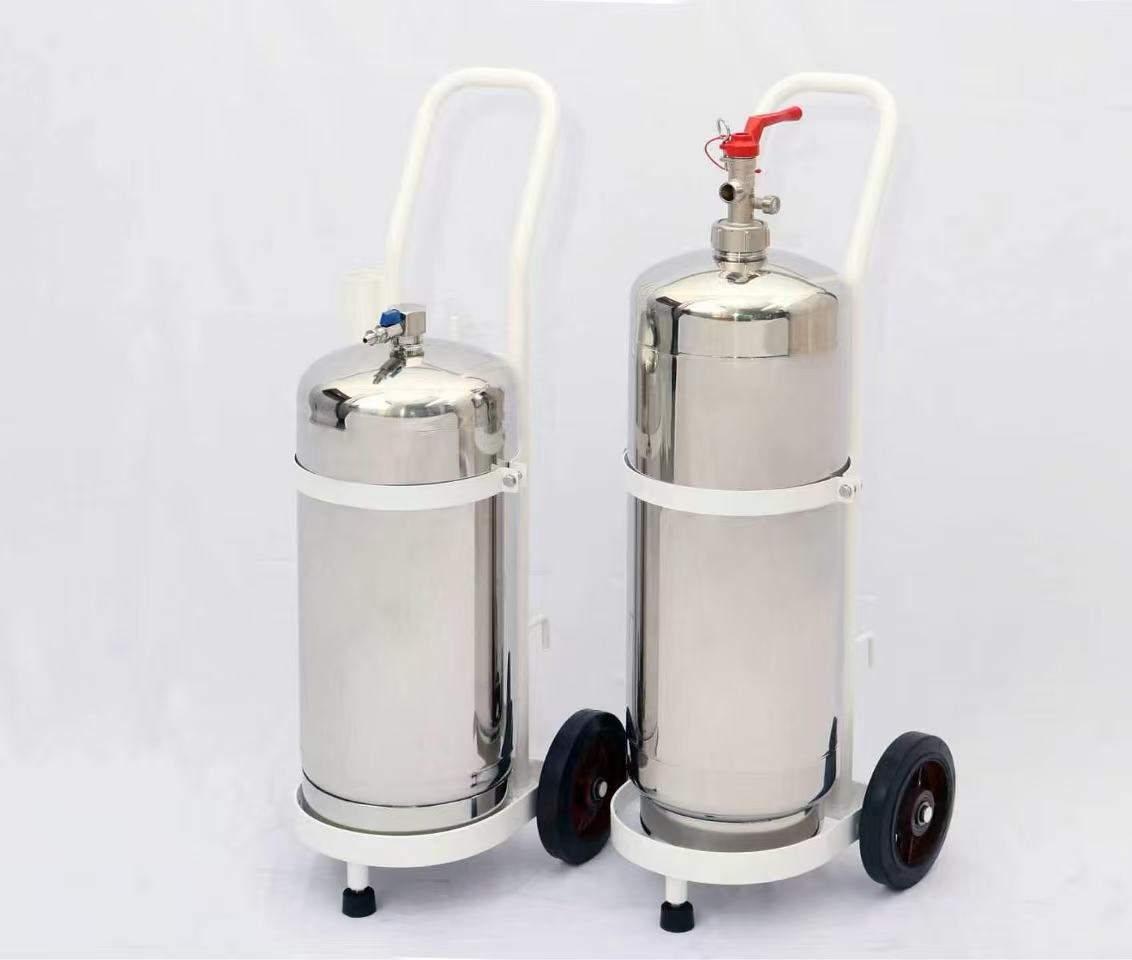 Customized stainless steel wheeled fire extinguisher
